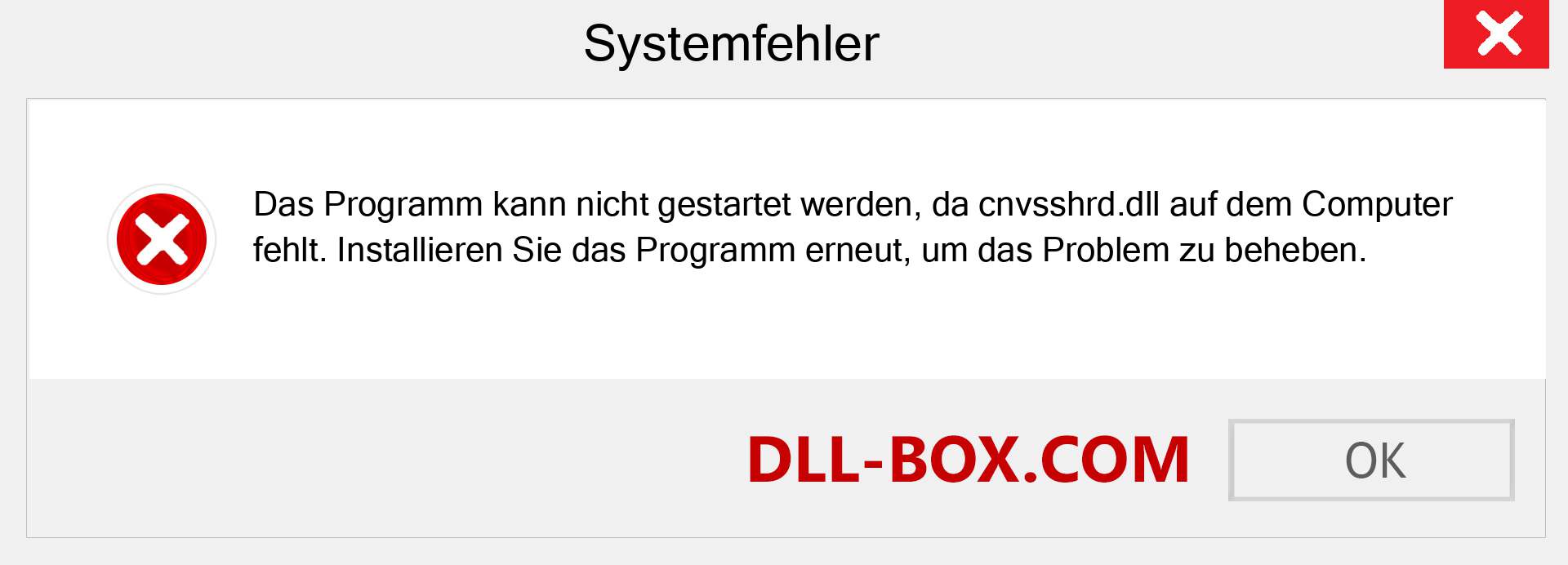 cnvsshrd.dll-Datei fehlt?. Download für Windows 7, 8, 10 - Fix cnvsshrd dll Missing Error unter Windows, Fotos, Bildern